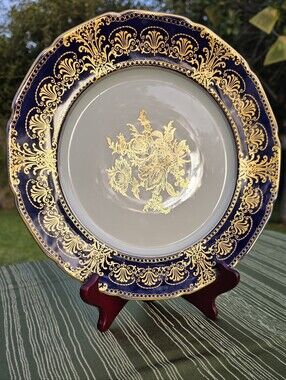 Vintage Rosenthal Eminence Ivory Dinner Plate, Pattern 739 Cobalt Blue and Gold